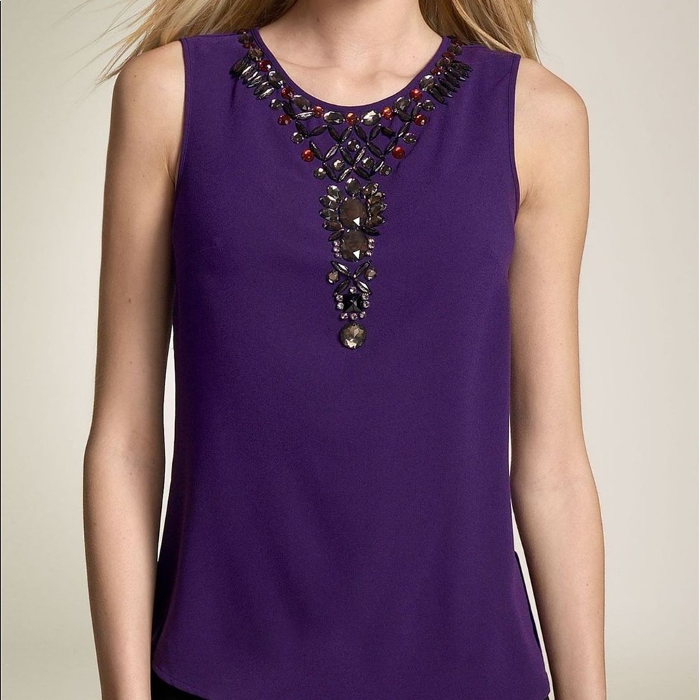 Trina Turk ‘Klee’ sequined purple sleeveless top